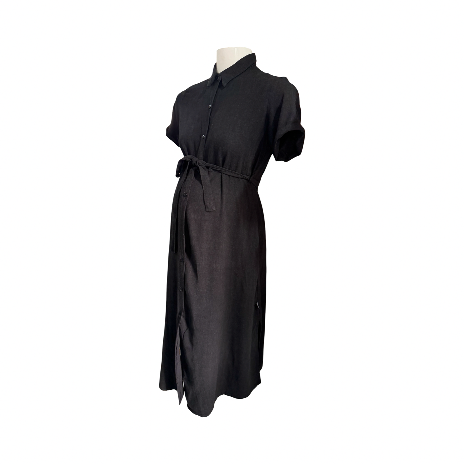 Size 32 Black collared and buttoned Maternity dress - Cherry Melon