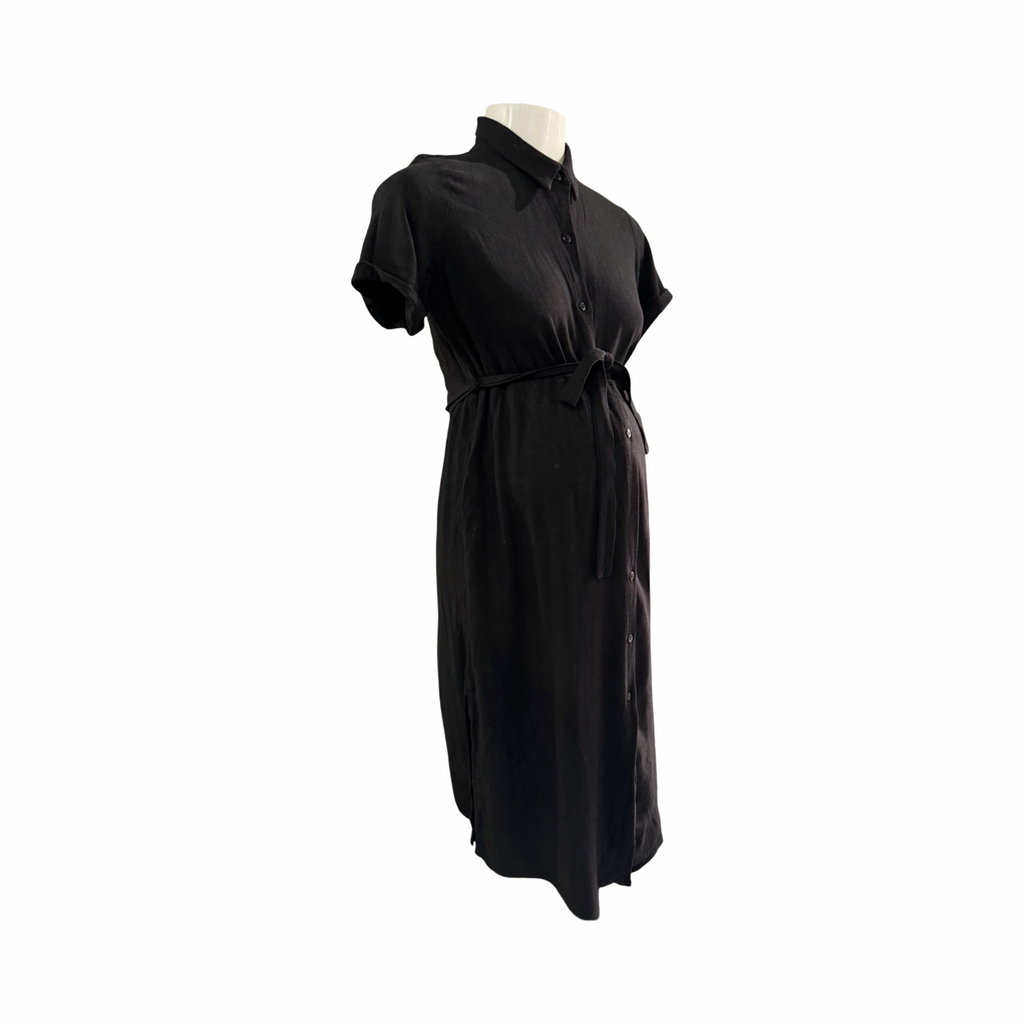 Size 32 Black collared and buttoned Maternity dress - Cherry Melon
