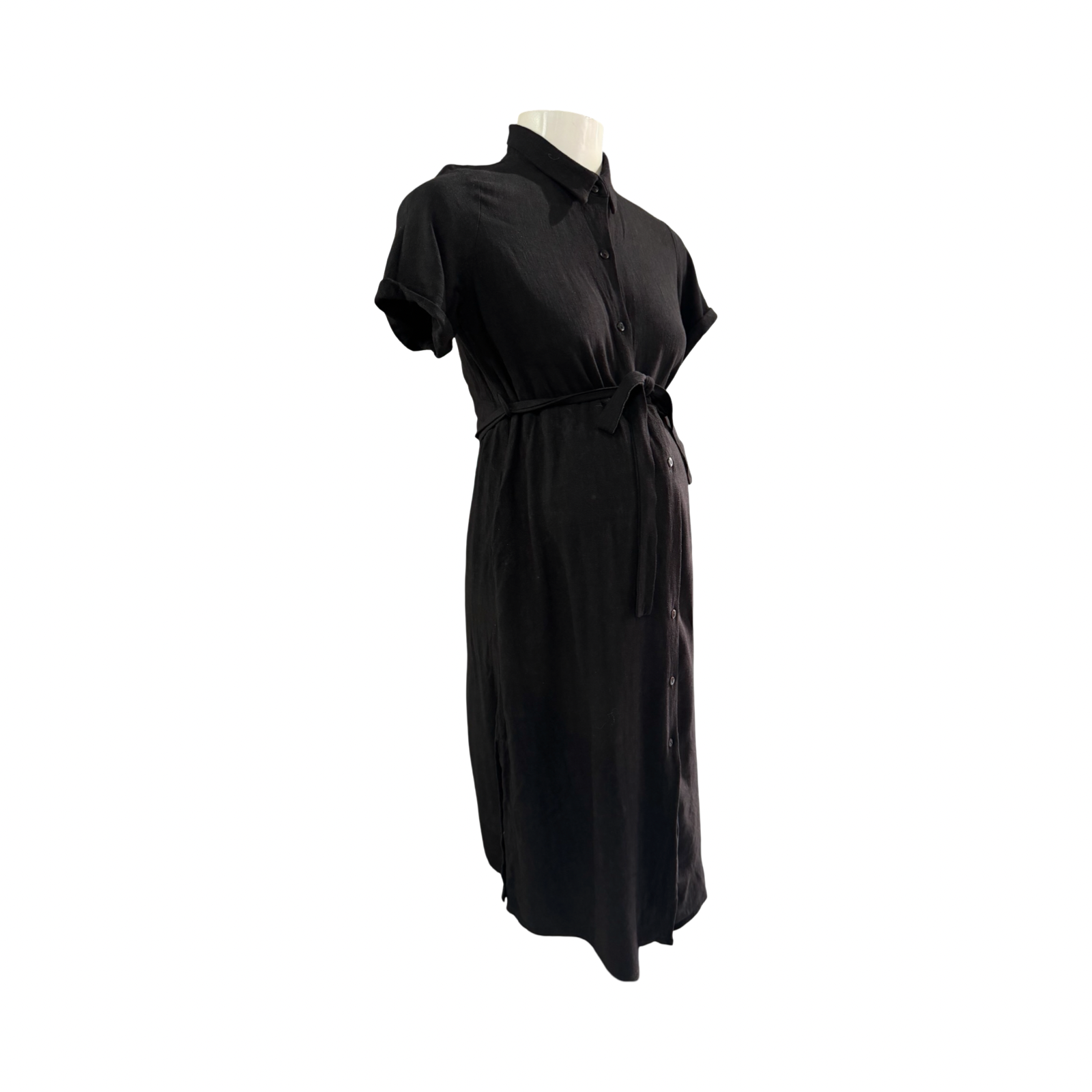 Size 32 Black collared and buttoned Maternity dress - Cherry Melon