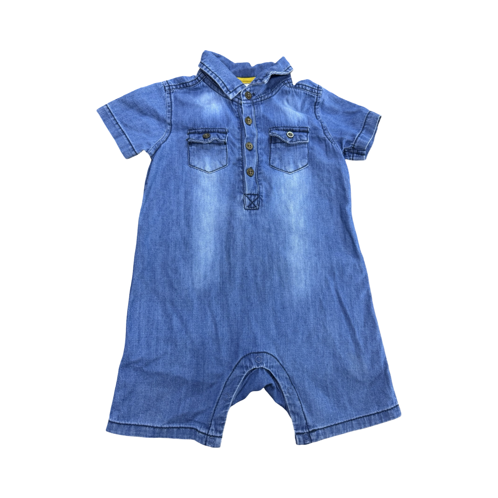 18-24M Chambray Overall Denim Suit with Collar - Clicks