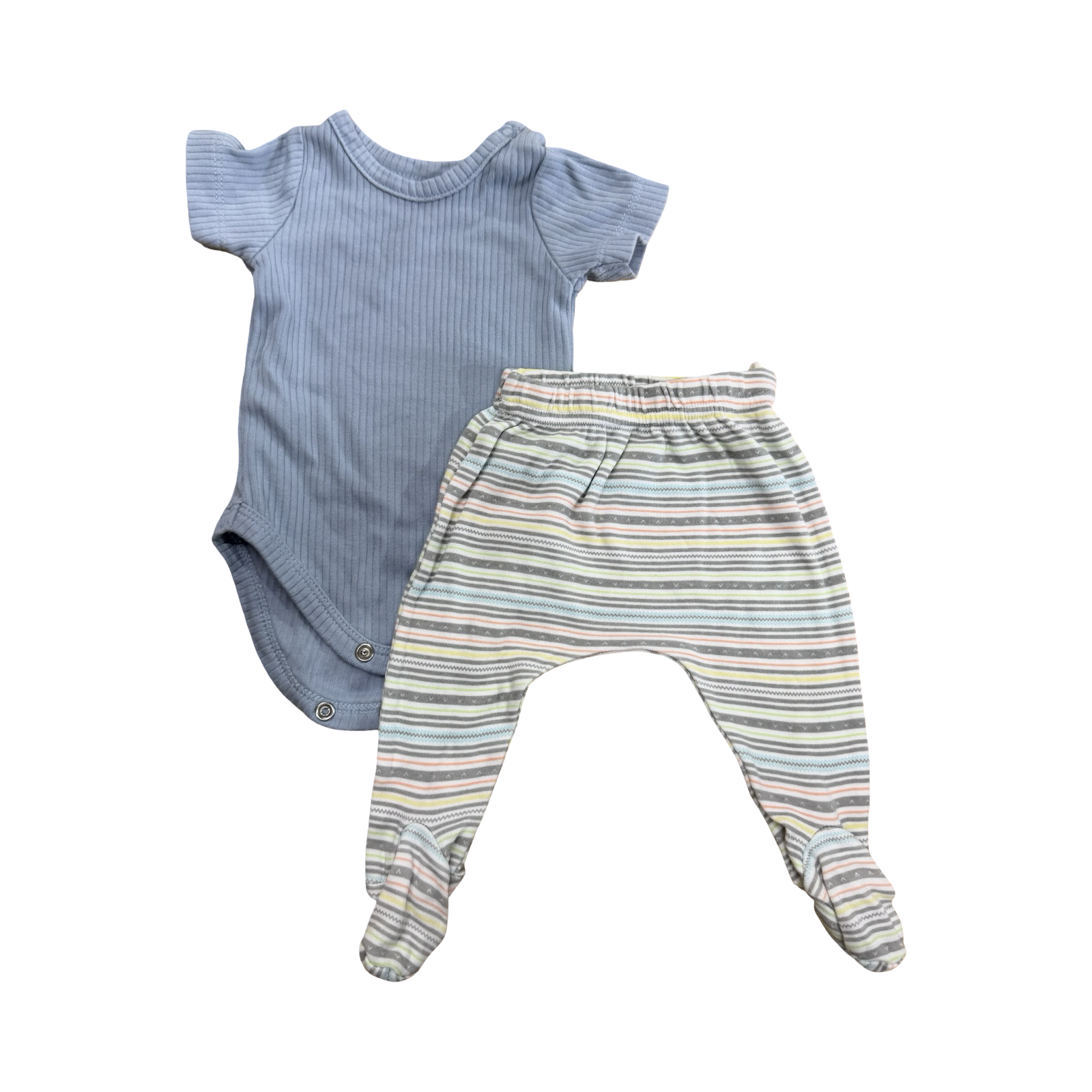 Newborn Blue and Pinstripe 2PC Set - Woolworths