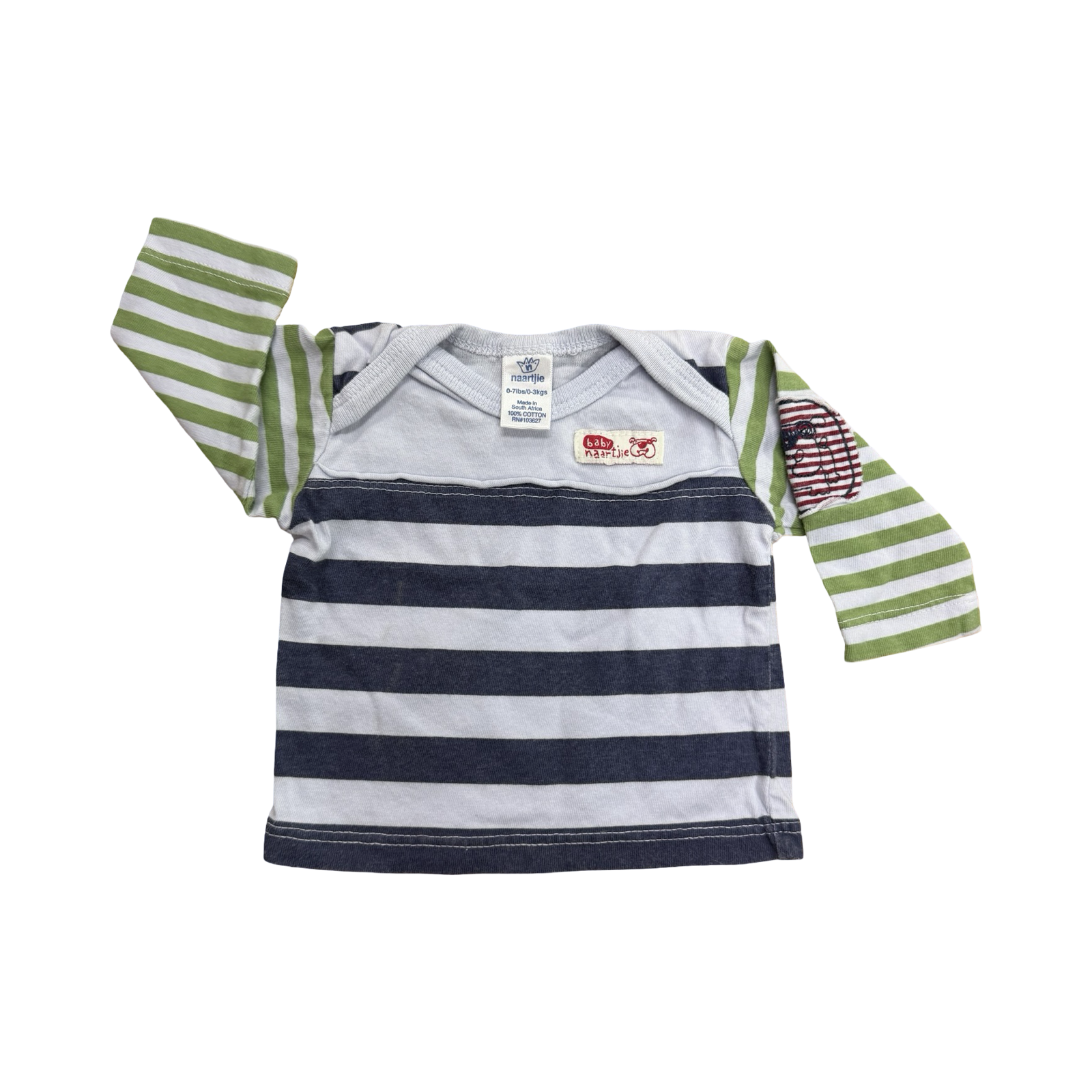 0-3M Striped Blue & Green Shirt - Naartjie