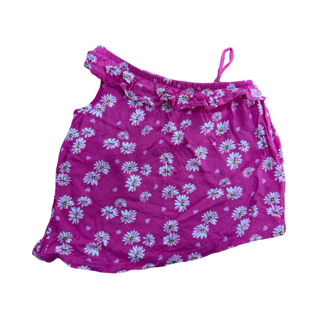 6-12M Pink Daisy Top with Frill detail - Cuddlesome