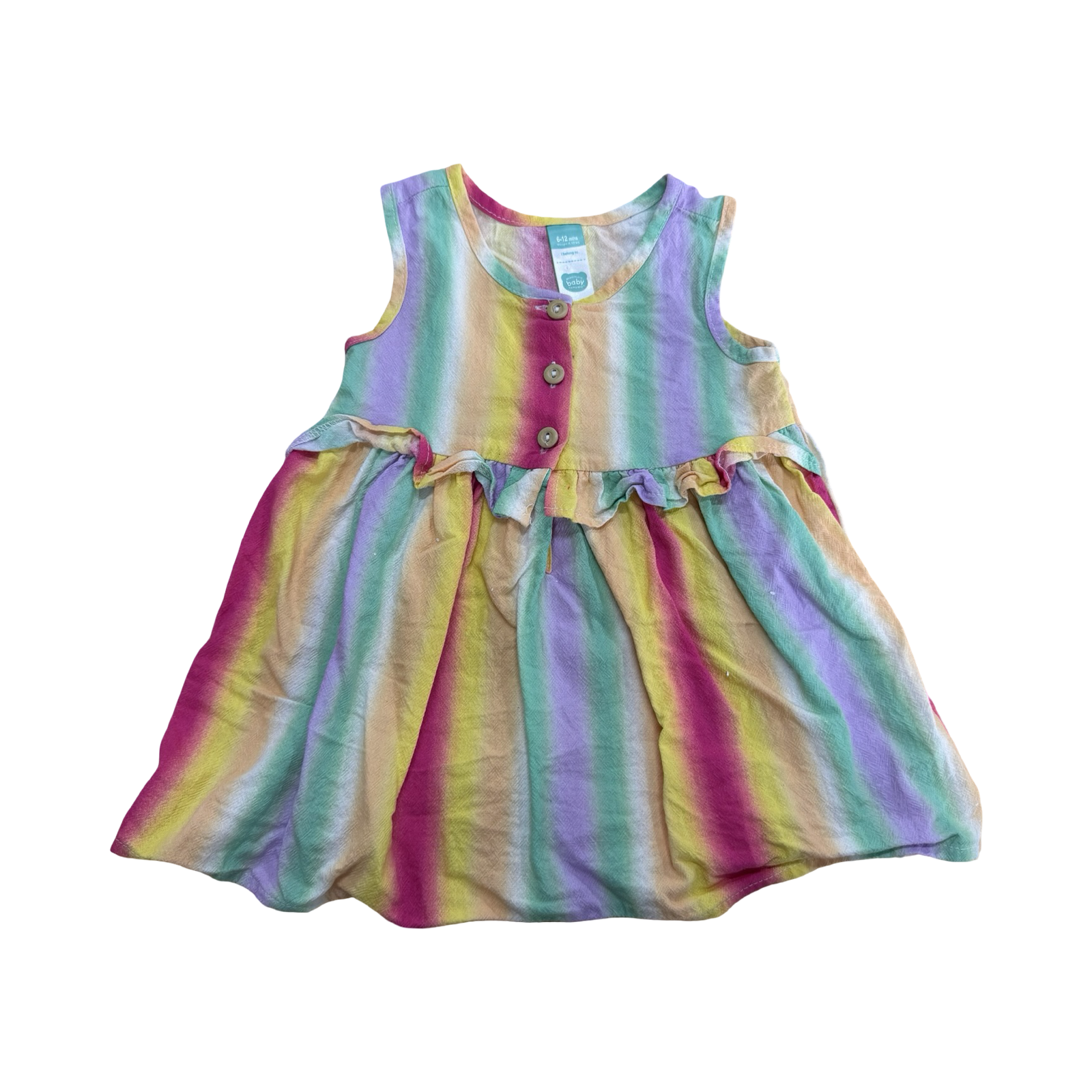 6-12M Multicolour Dress with Buttons - Ackermans