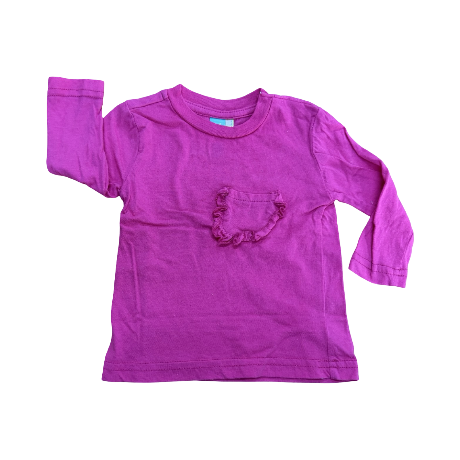 3-6M Pink Long Sleeve Shirt with Frill Pocket - Ackermans
