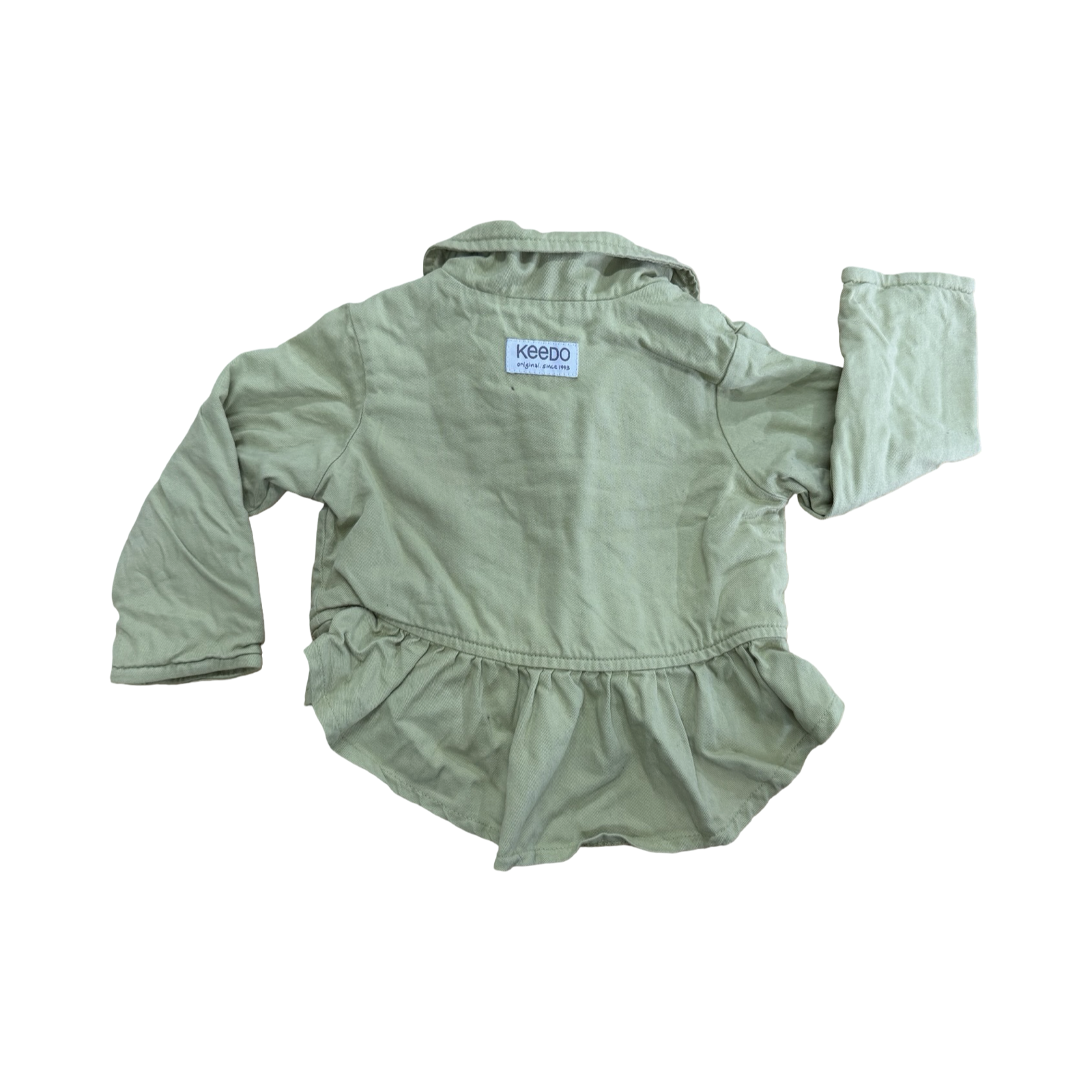 9-12M Green Denim Frilled Jacket with Buttons - Keedo