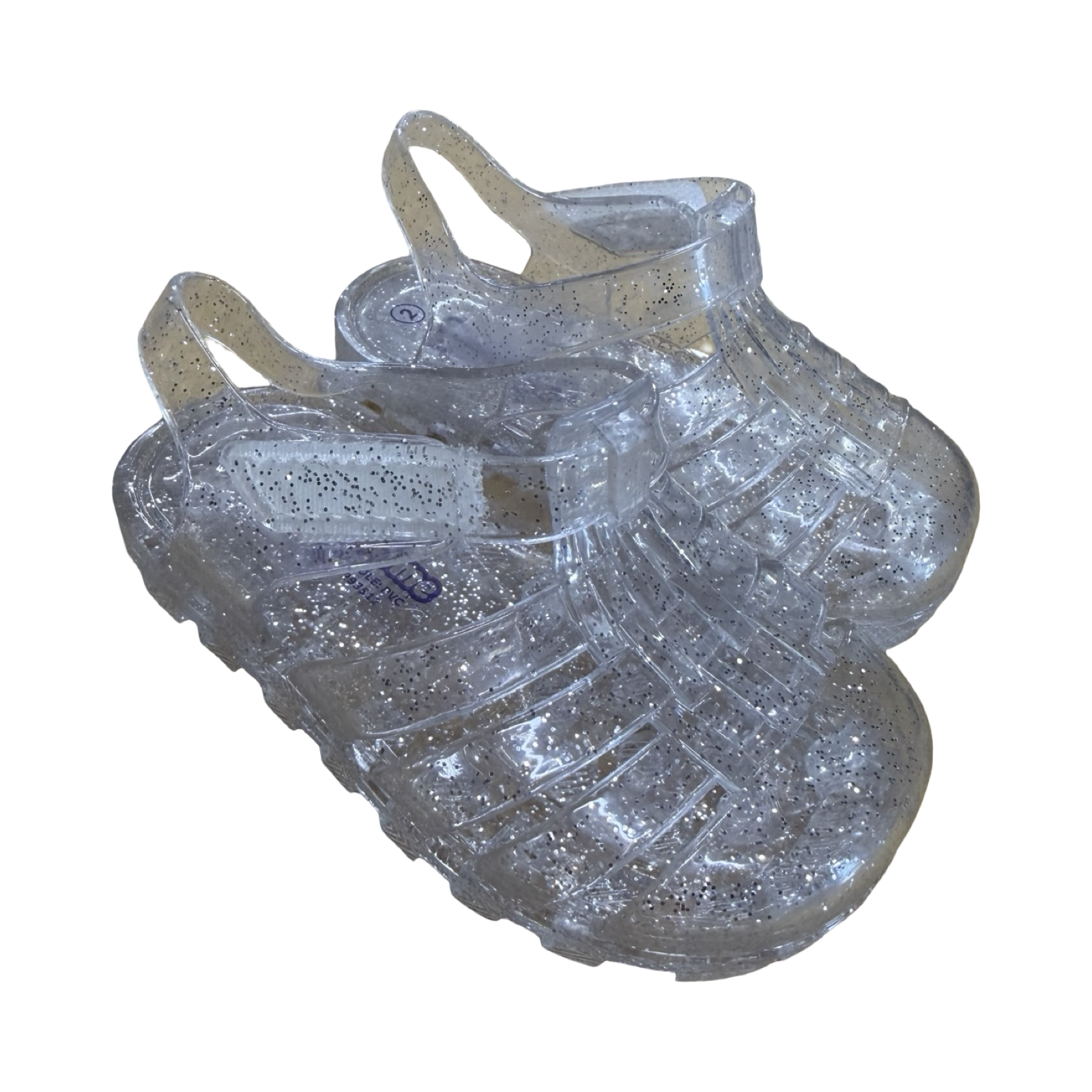 Size 2 Jelly Sandals Clear & Silver Glitter - Cuddlesome