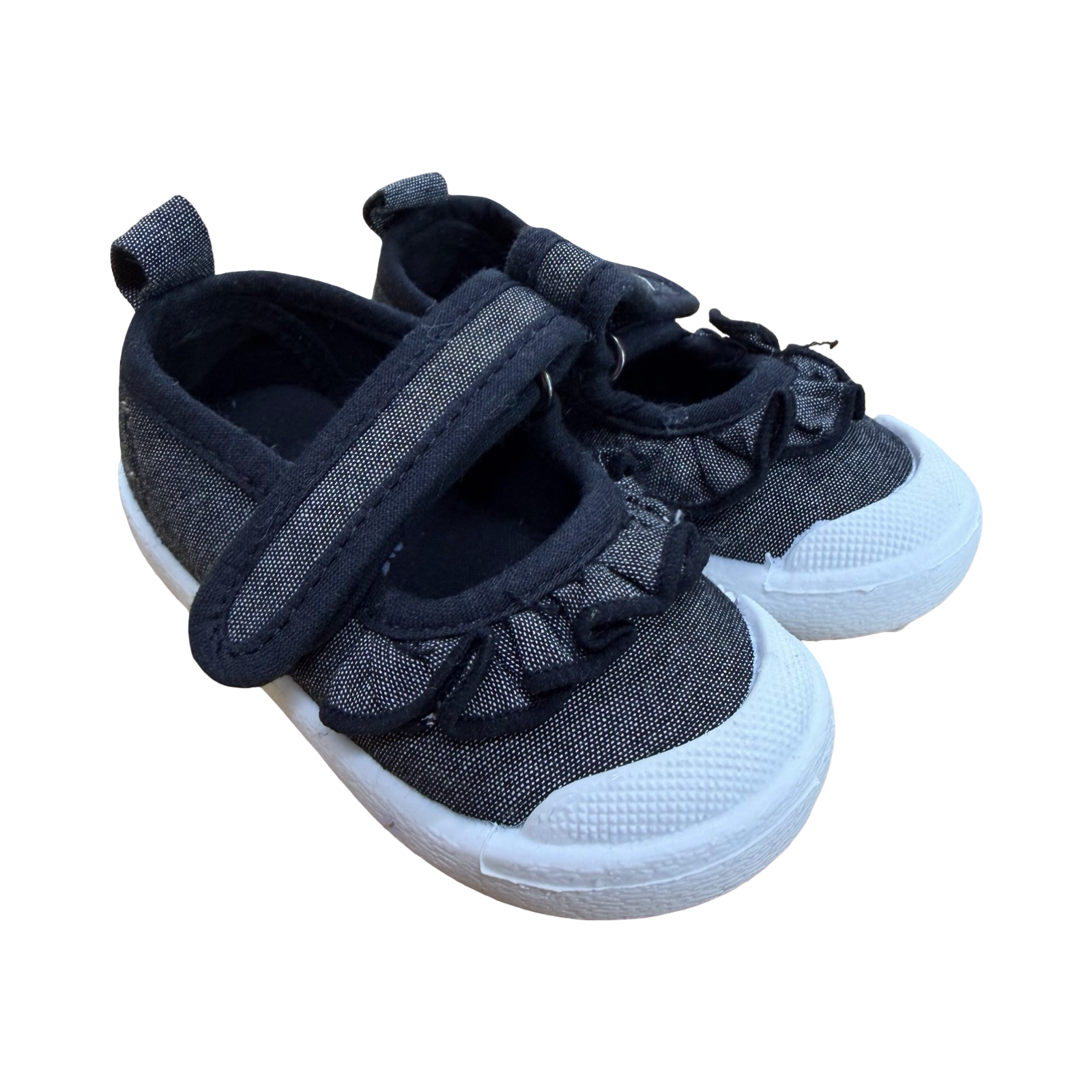 Size 2 Black Frill detail Sneakers - Little Hero
