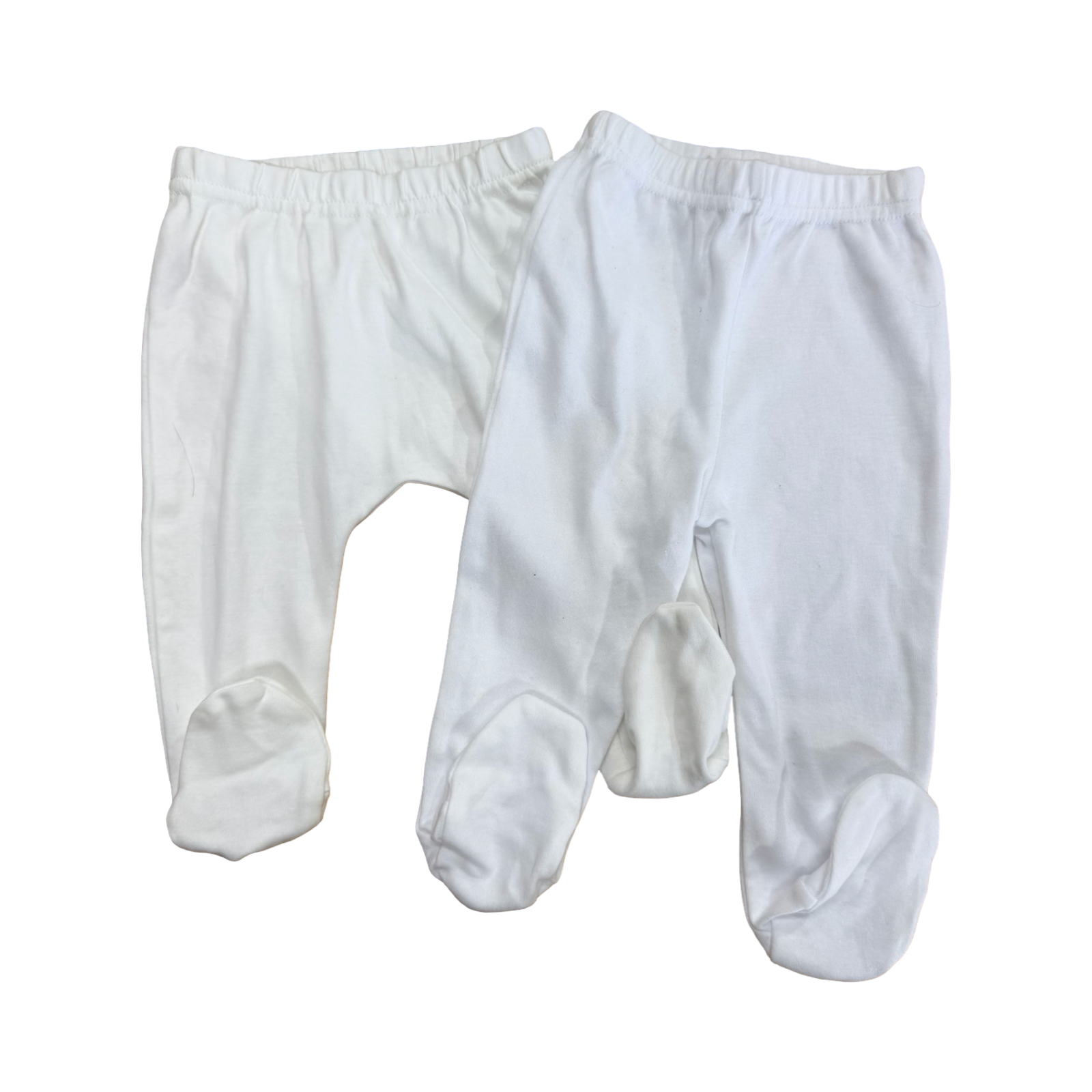 0-3M 2 Plain White Footed Leggings	- Clicks & Cuddlesome