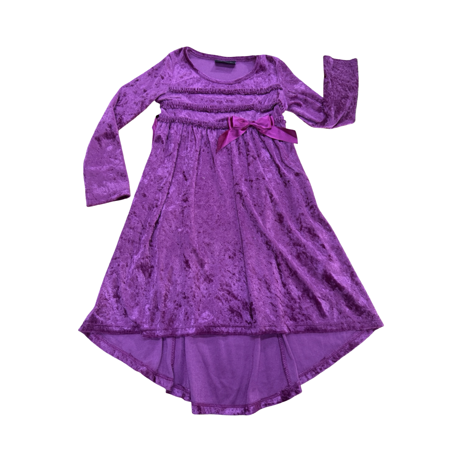 3-4Y Burgandy Velour Girls Long Dress - Exact!
