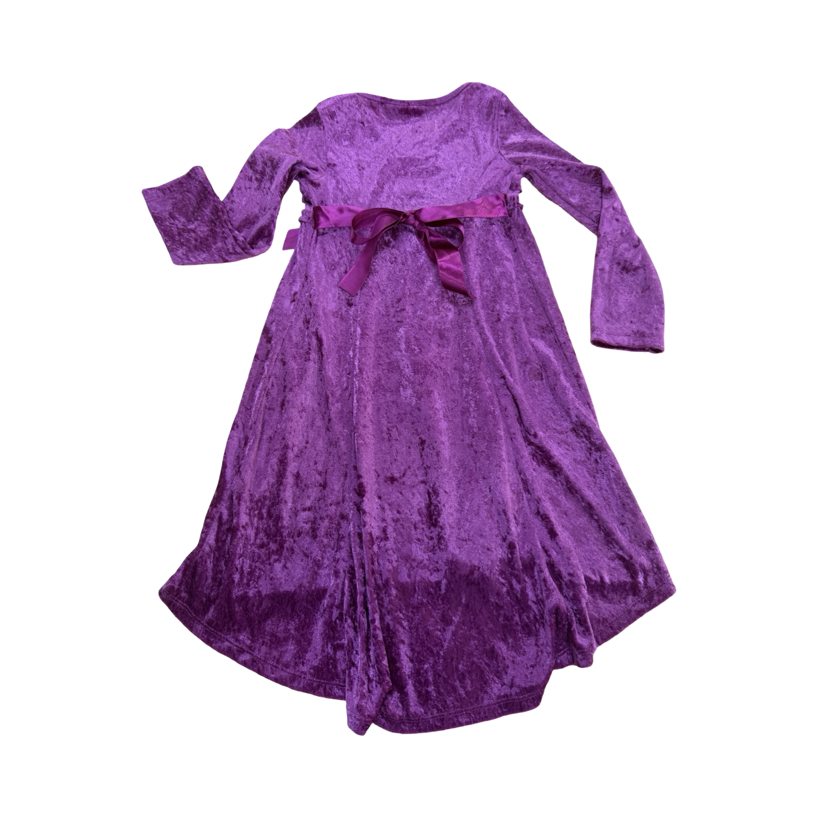 3-4Y Burgandy Velour Girls Long Dress - Exact!