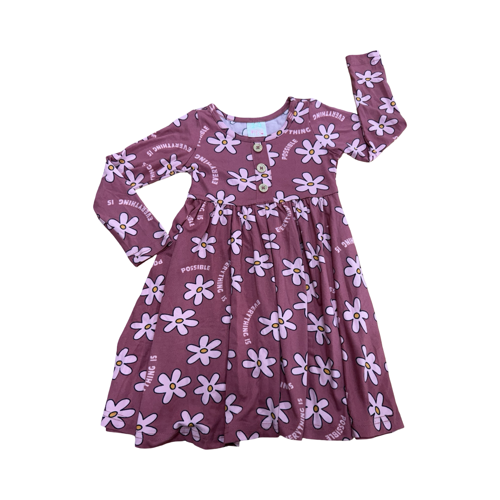 2-3Y Everything is possible Long Sleeve Dress - Future Hero
