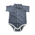 3-6M Blue & Grey buttoned Bodysuit