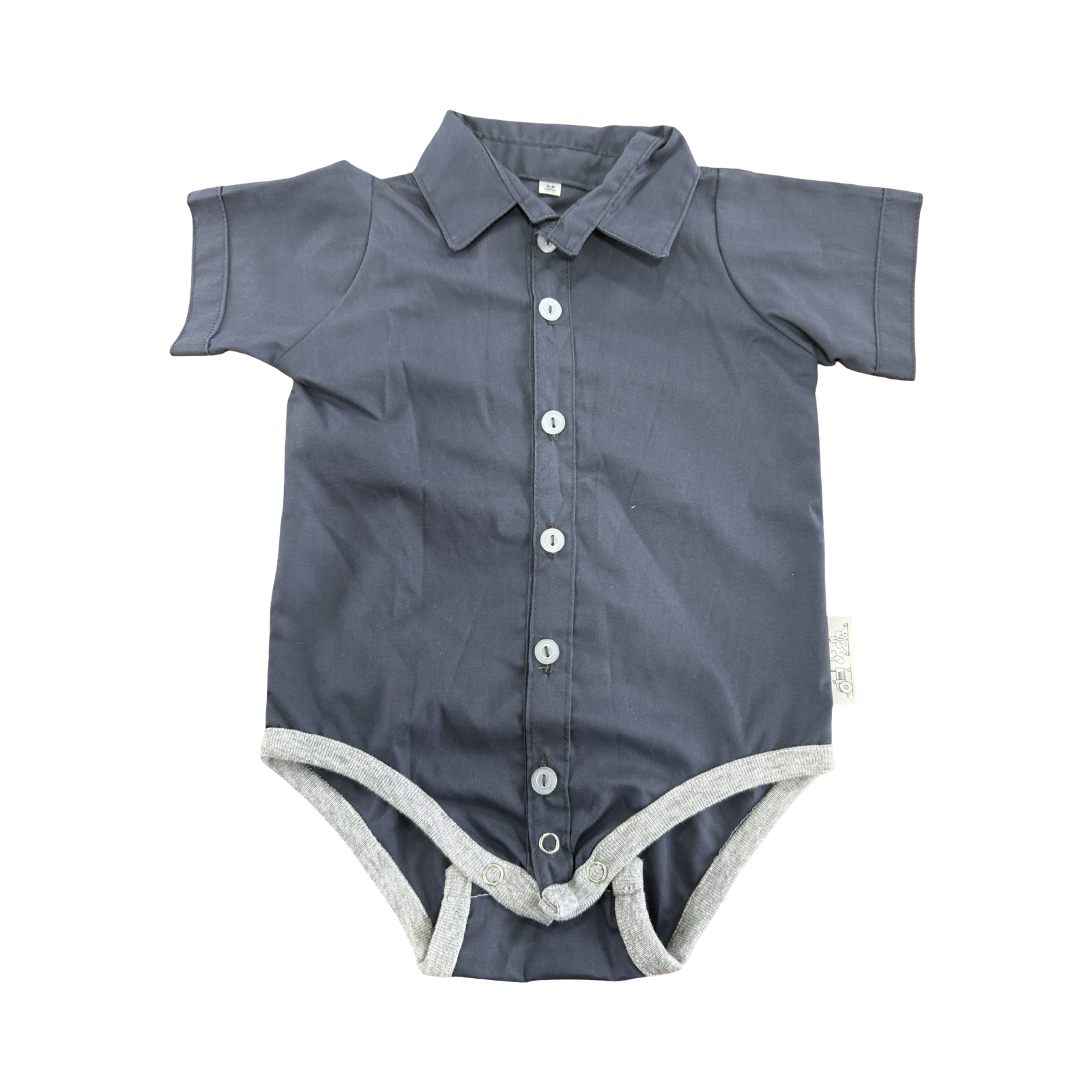 3-6M Blue & Grey buttoned Bodysuit