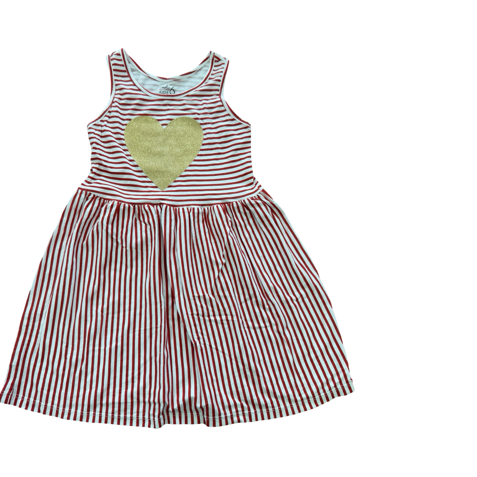 6-7Y Red & White Dress with Gold Heart - Woolworths