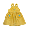 18-4M Orange Dungaree Style Dress with Leaf Embroidery detail - Woolworths