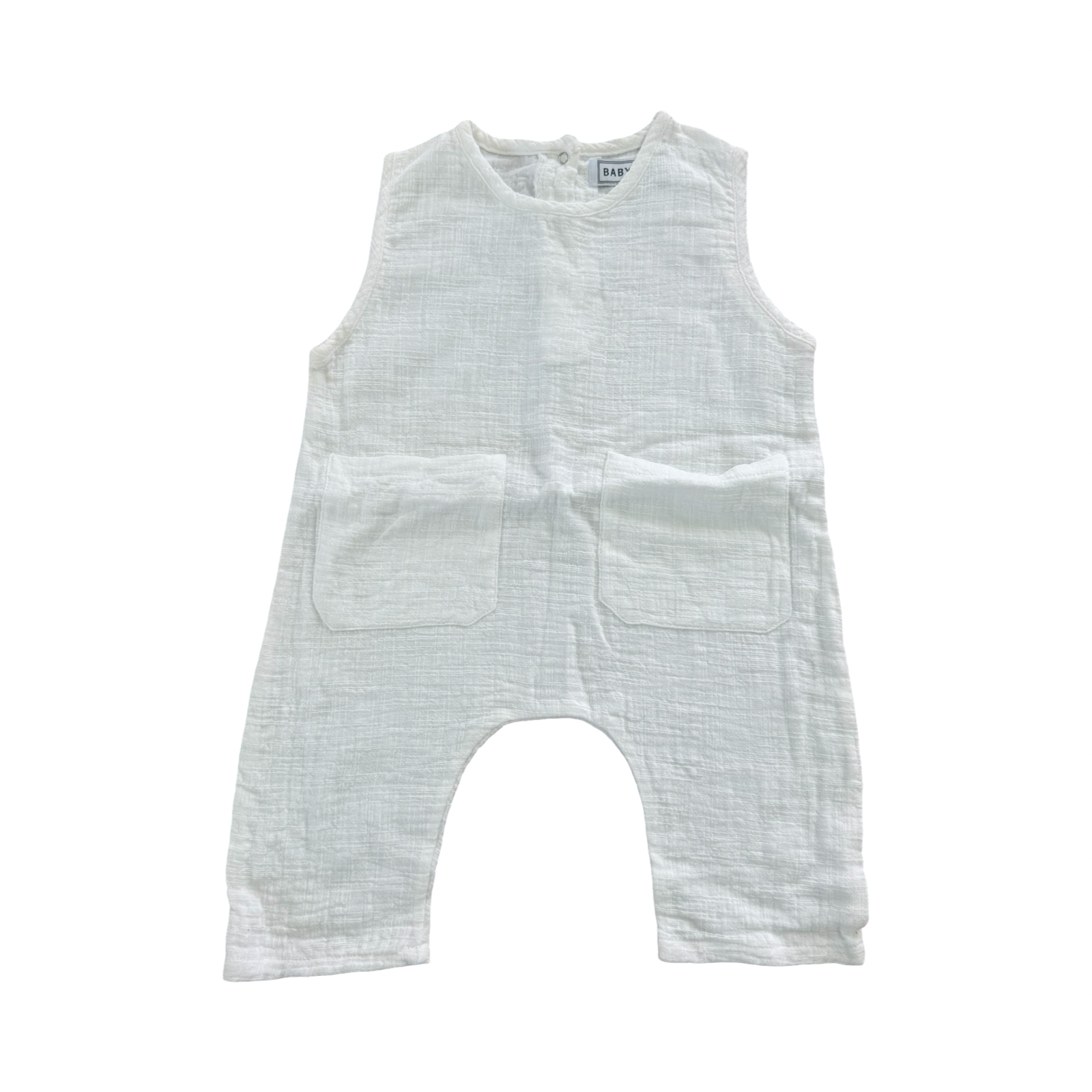 2-18M White Cotton Sleeveless Bodysuit - Baby Star