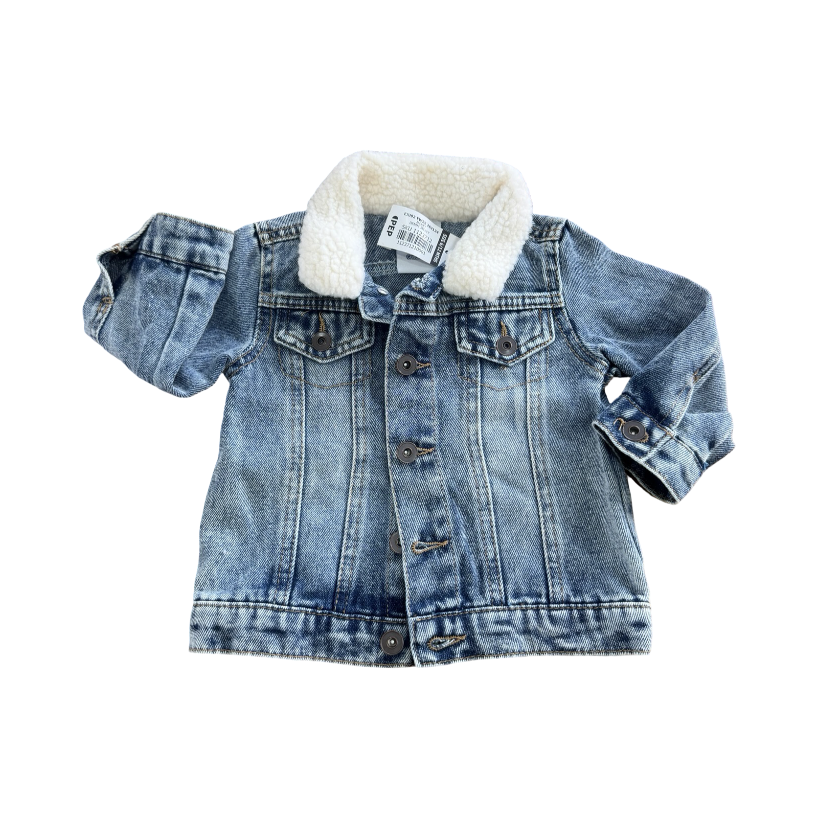 6-12M Denim Jacket with Fleece Collar - Cuddlesome