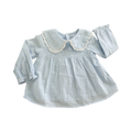 18-24M Blue & White Stripe Long Sleeve Shirt with Peter Pan Collar - Zara