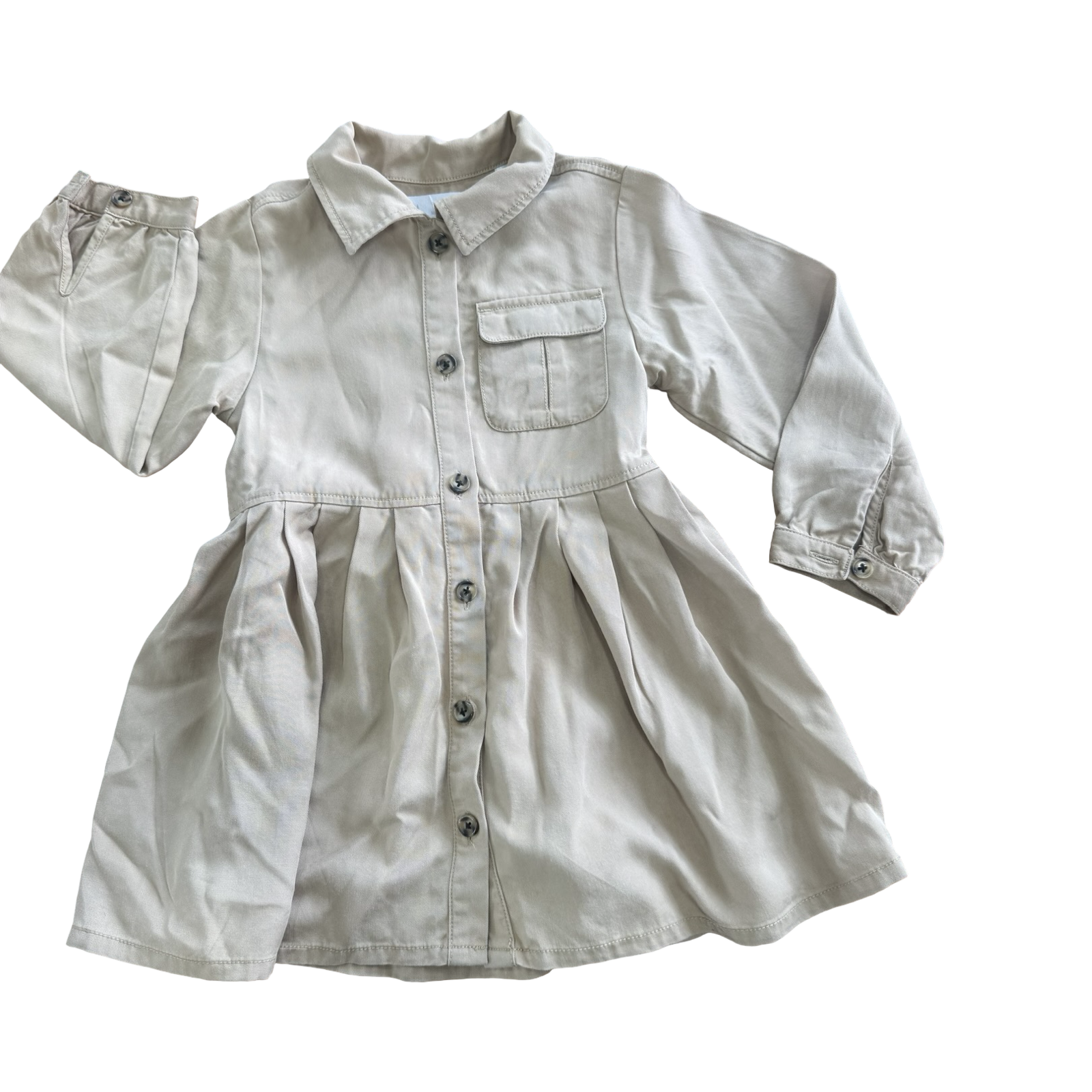2-3Y Beige Buttoned Dress - Zara