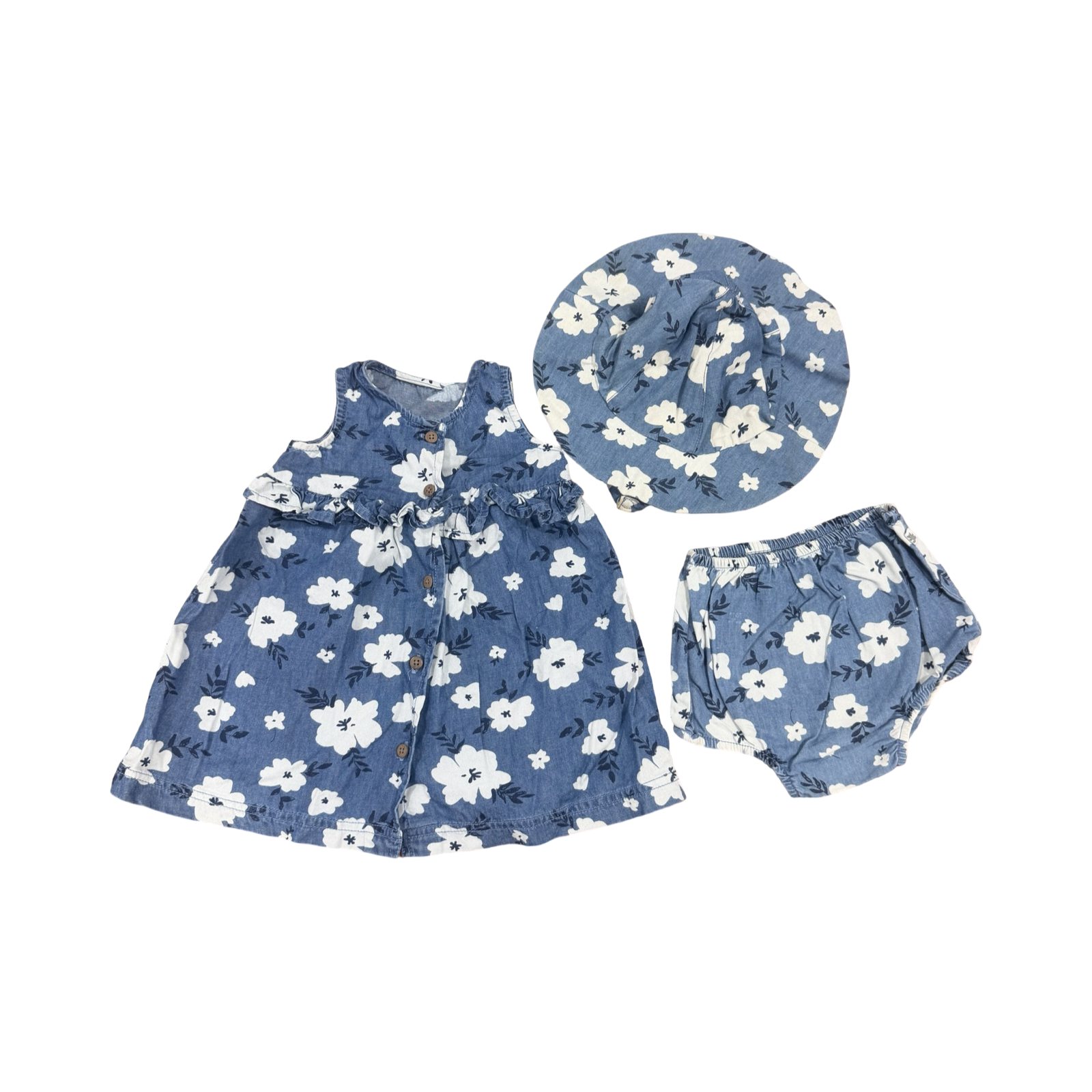 3-6M Chambray Floral 3pc Summer Set - Woolworths
