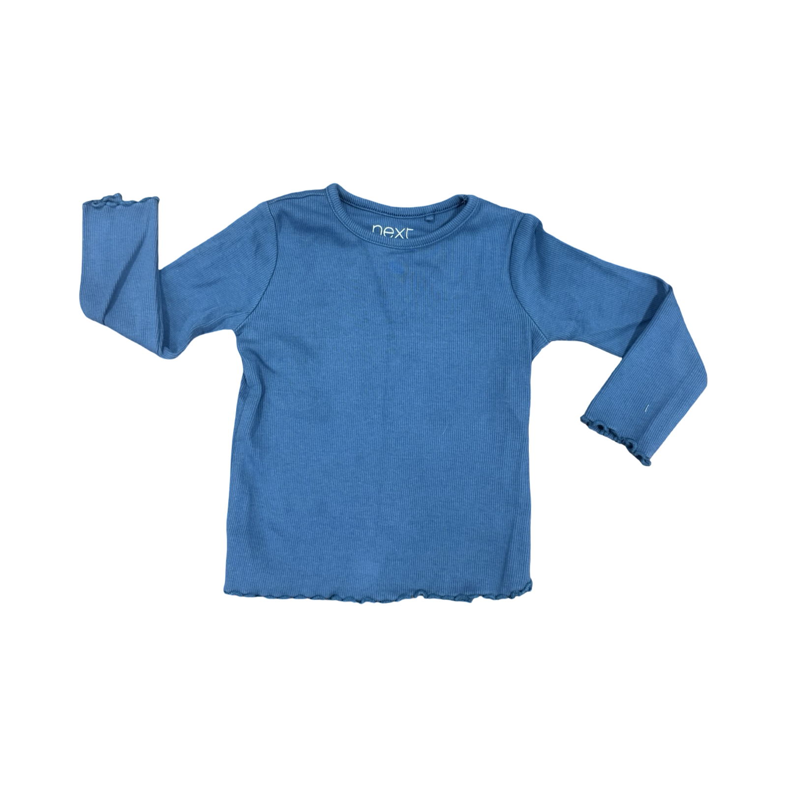 9-12M Blue Ribbed Stretch Long Sleeve Shirt - Next
