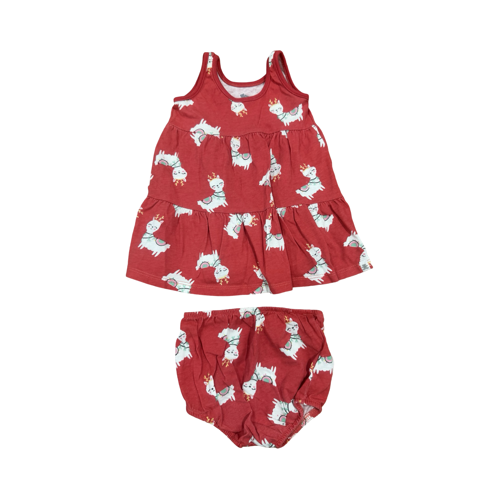 3-6M Red Llama 2pc Dress & Romper Set - Woolworths