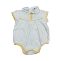 6-9M White & Yellow Cotton Romper with Peter Pan Collar - John Lewis Baby