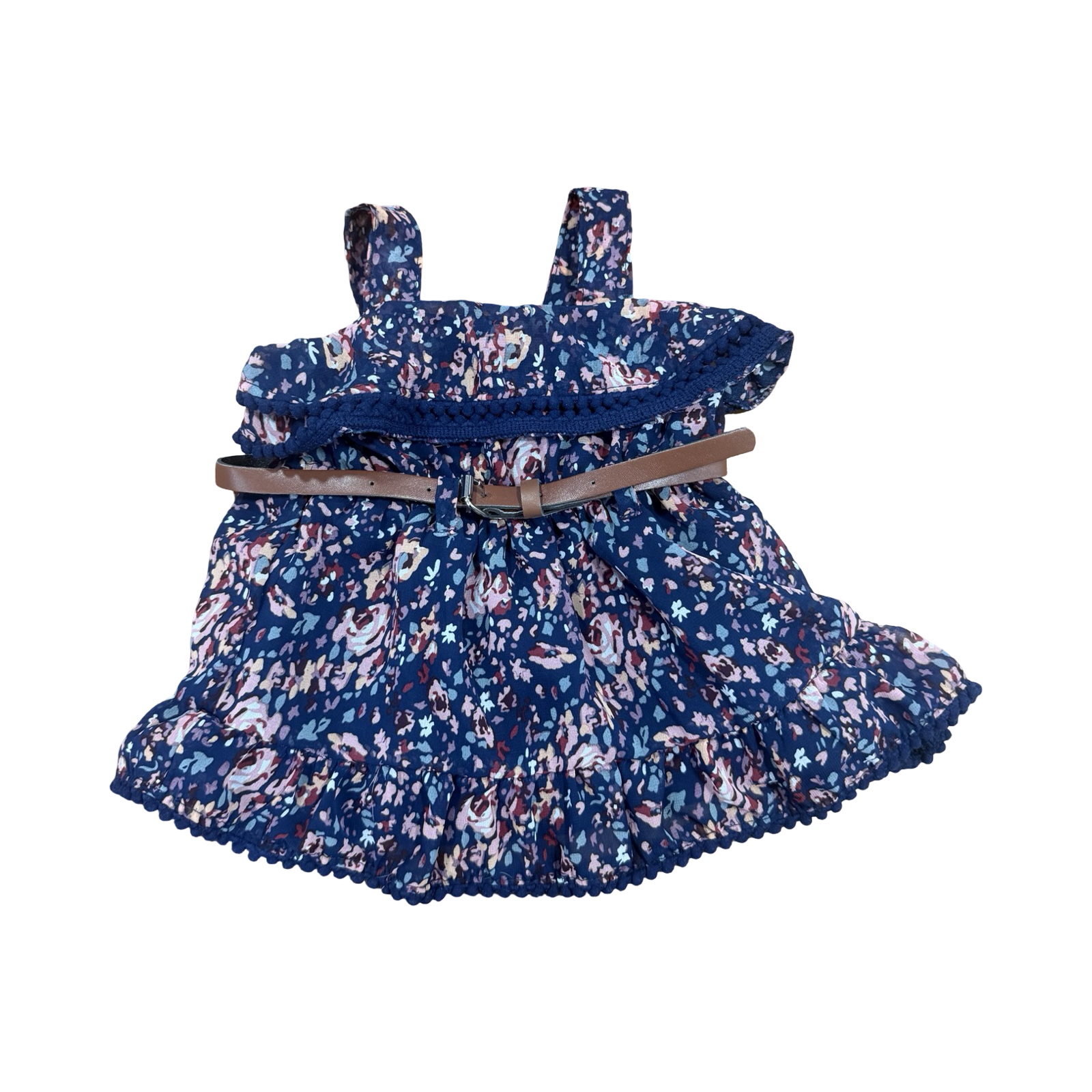 *NEW* 3-6M Navy Floral Design Dress with Belt - Ackermans
