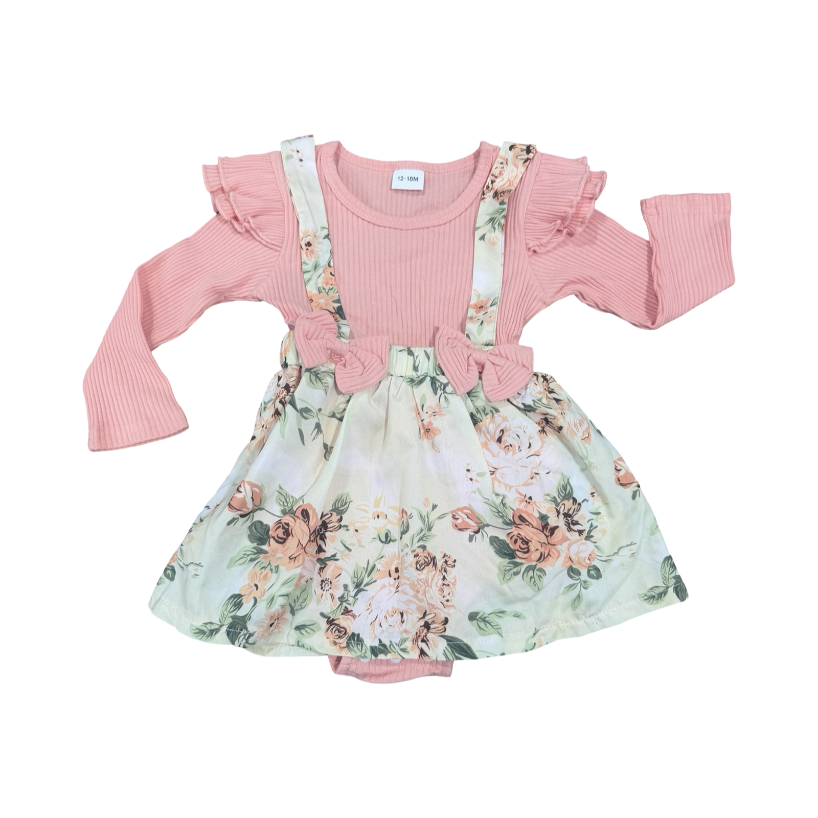 12-18M Peach & Floral Bodysuit Outfit