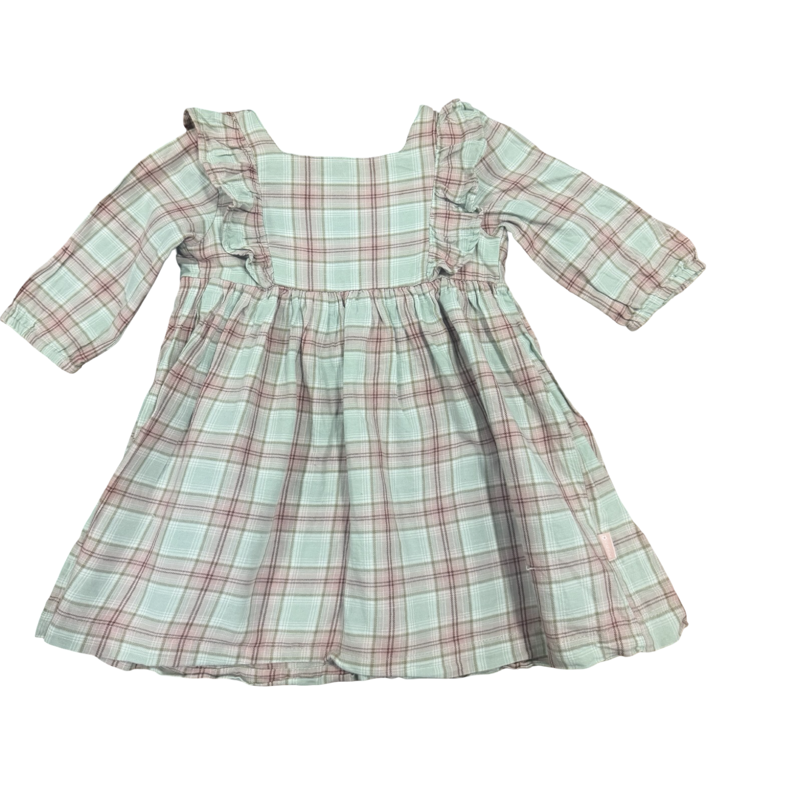 12-18M Pink & Green Check Dress - REDTAG