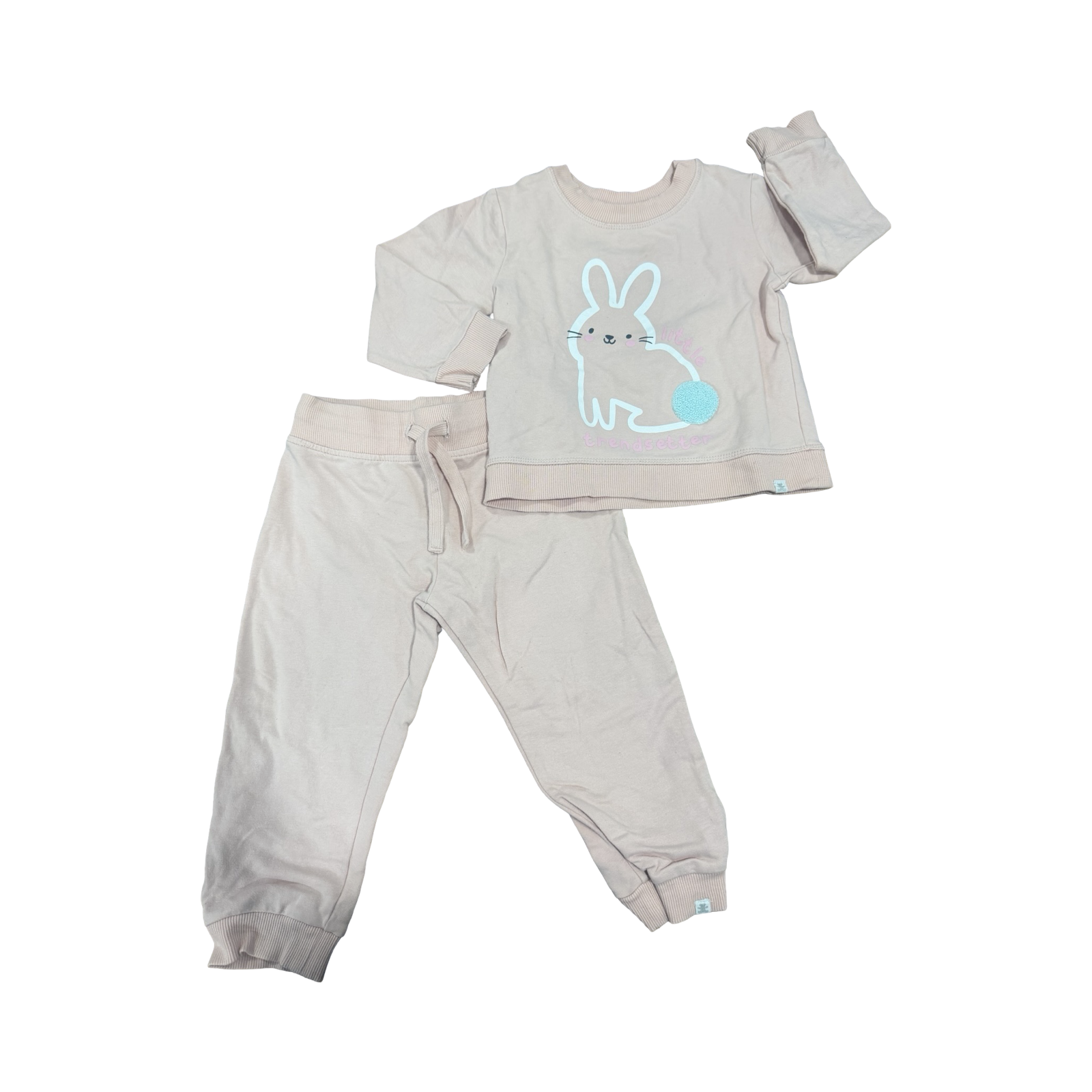 12-18M 2pc Pink Bunny Jogger Set - Woolworths