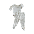 0-3M Beige 2pc Baby Bodysuit & Pants Set - Cuddlesome