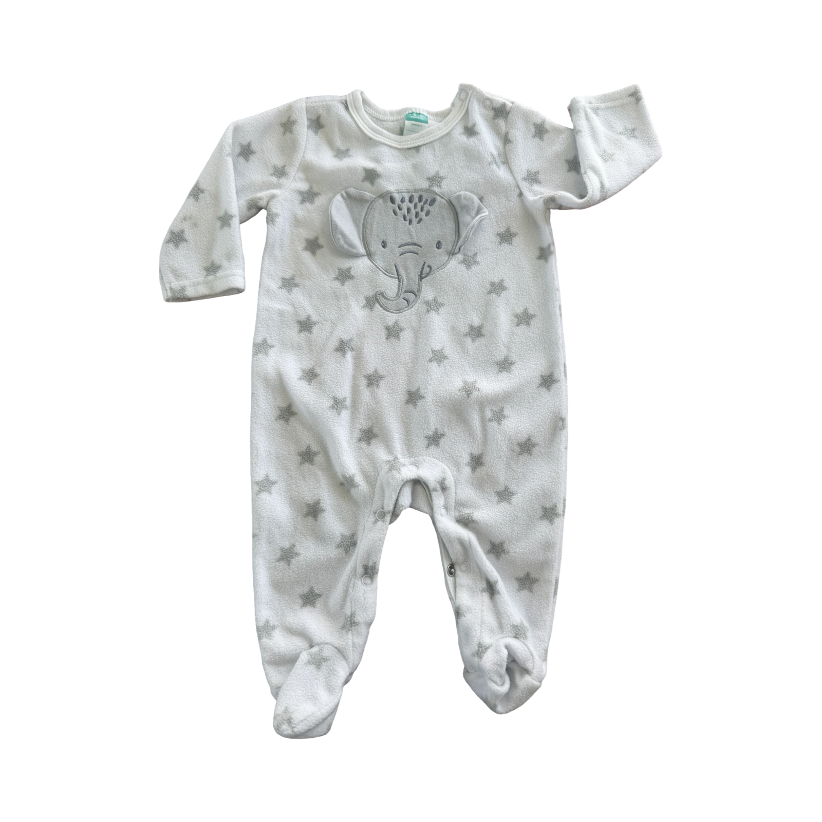 0-3M White & Grey Elephant Onesie - Ackermans