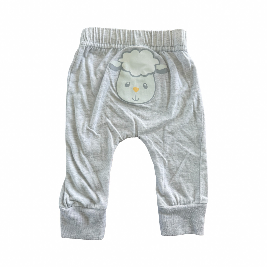 0-3M Grey Melange Leggings with Sheep Print - Tiny Tots