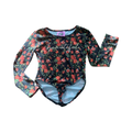 7-8Y Black & Red Rose Detail Bodysuit - Pink Angel