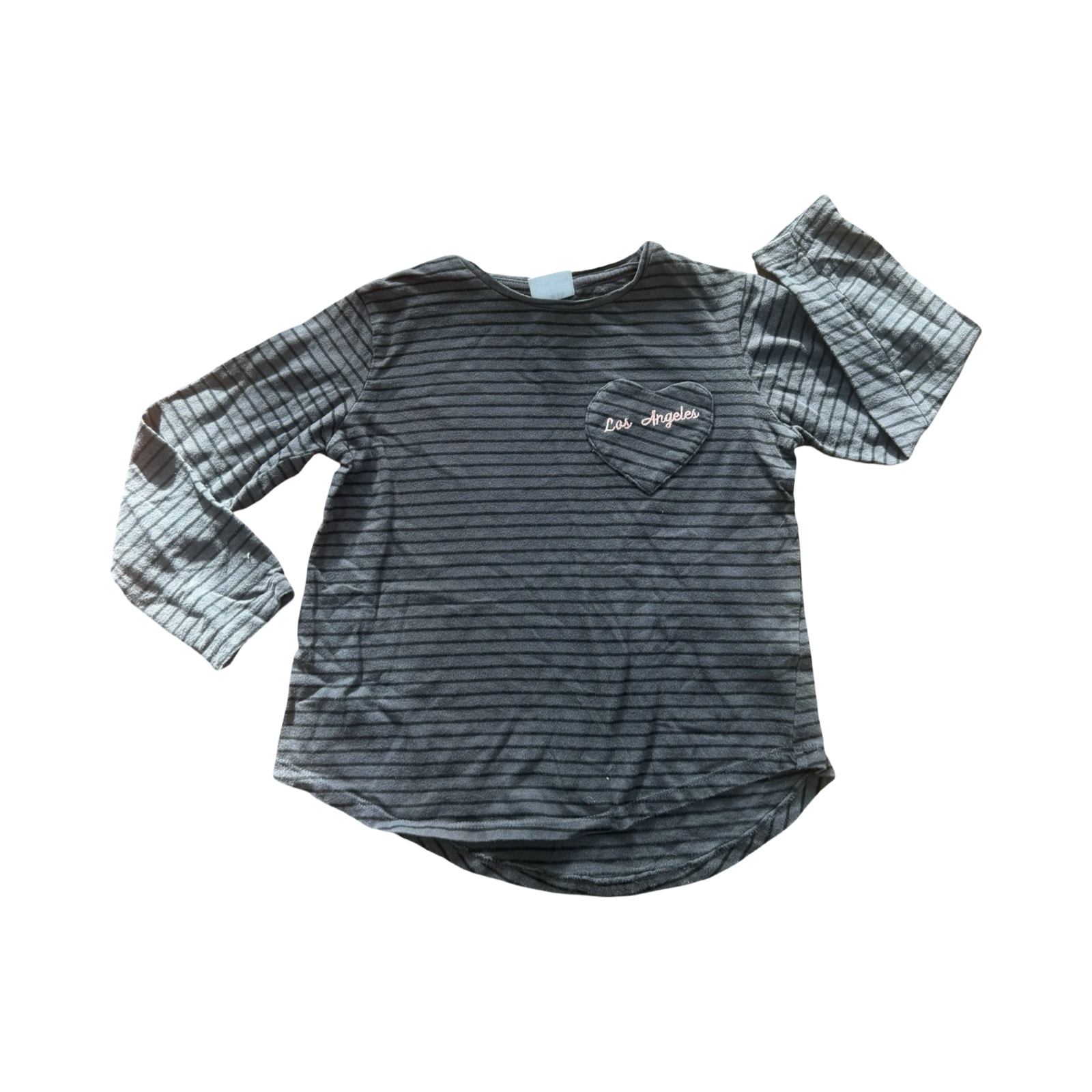 6Y Los Angeles Grey & Black Striped T-Shirt - Zara