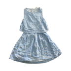 9-10Y Light Blue & White Striped Dress with Open Back Detail - H & M