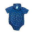 6-12M Navy Buttoned & Collar Romper with Sea Theme Design - Clicks