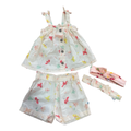 3-6M Peach & Floral 4pc Set with Shorts, Top & 2 Headbands - Woolworths