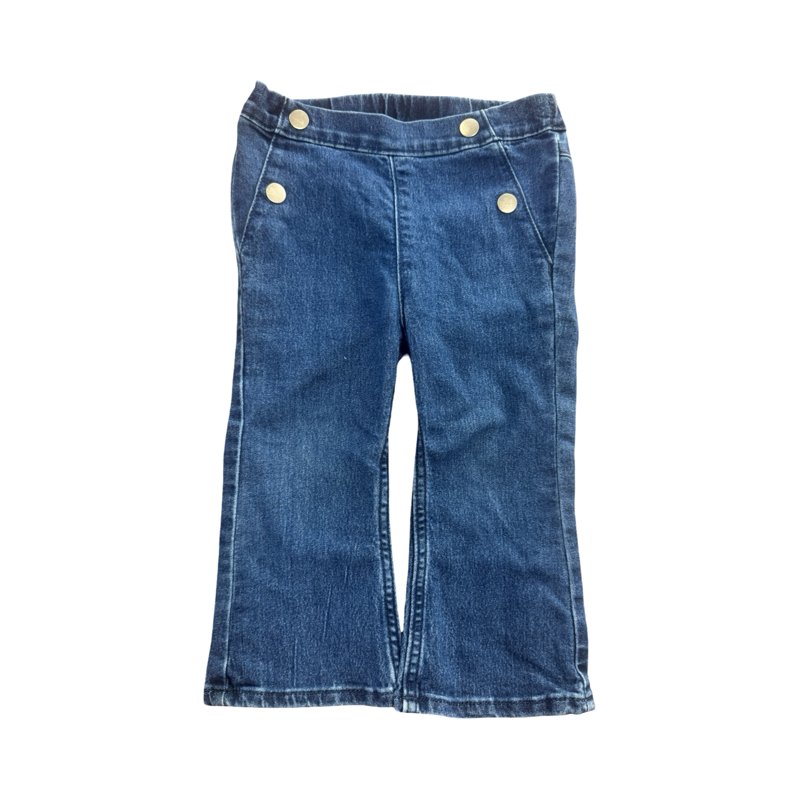 12-18M Bellbottom Jeans with Gold Button Detail - H & M