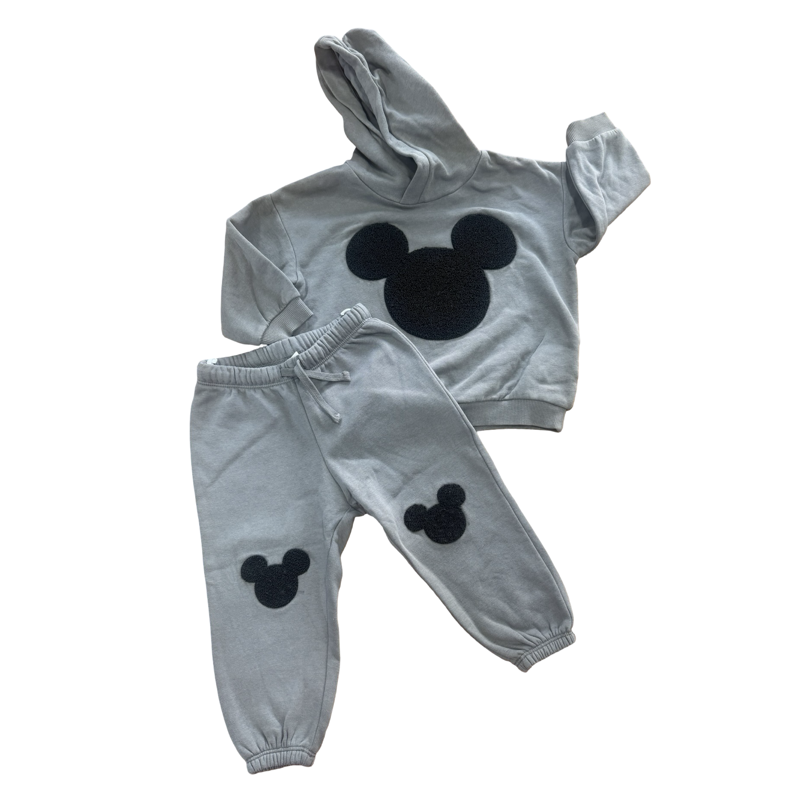 12-18M 2pc Grey Mickey Jogger Pants & Hoodie Set - H & M