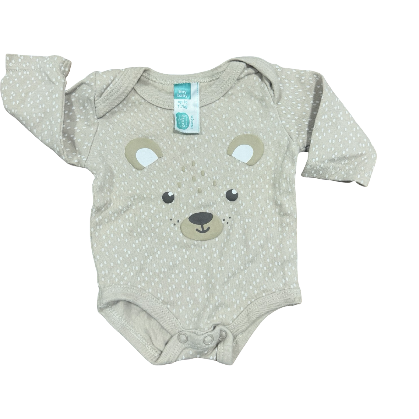 Tiny Baby Beige Bear Long Sleeve Bodysuit - Ackermans