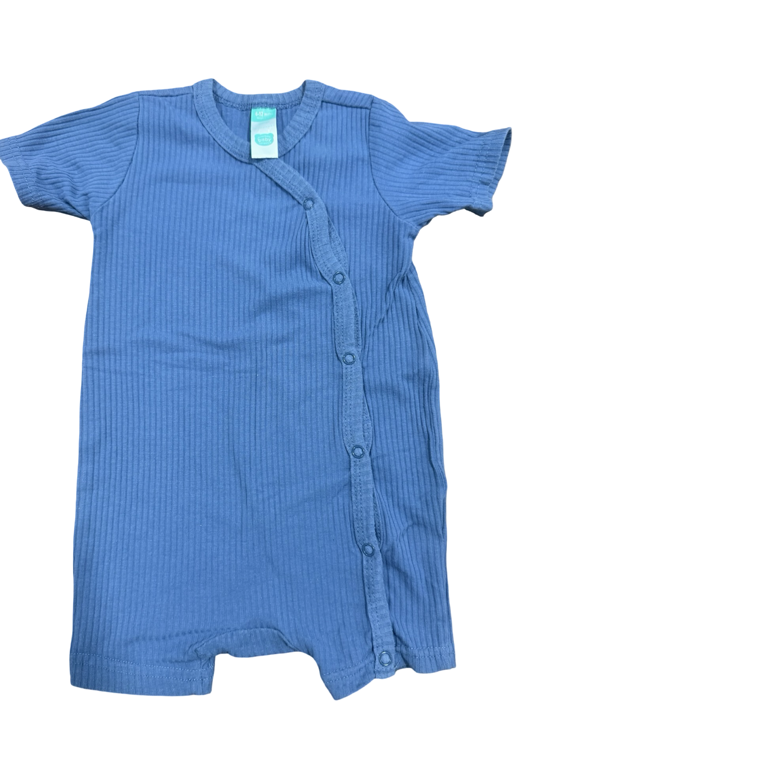 6-12M Blue Ribbed Romper - Ackermans