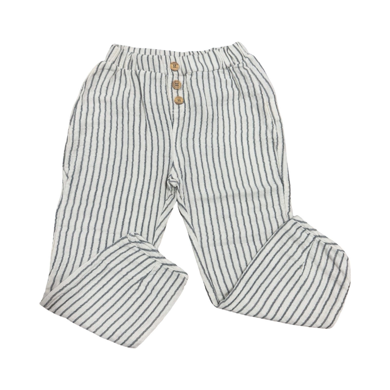 4-5Y Cream & Black Striped Long Cotton Pants - LC WAIIKI