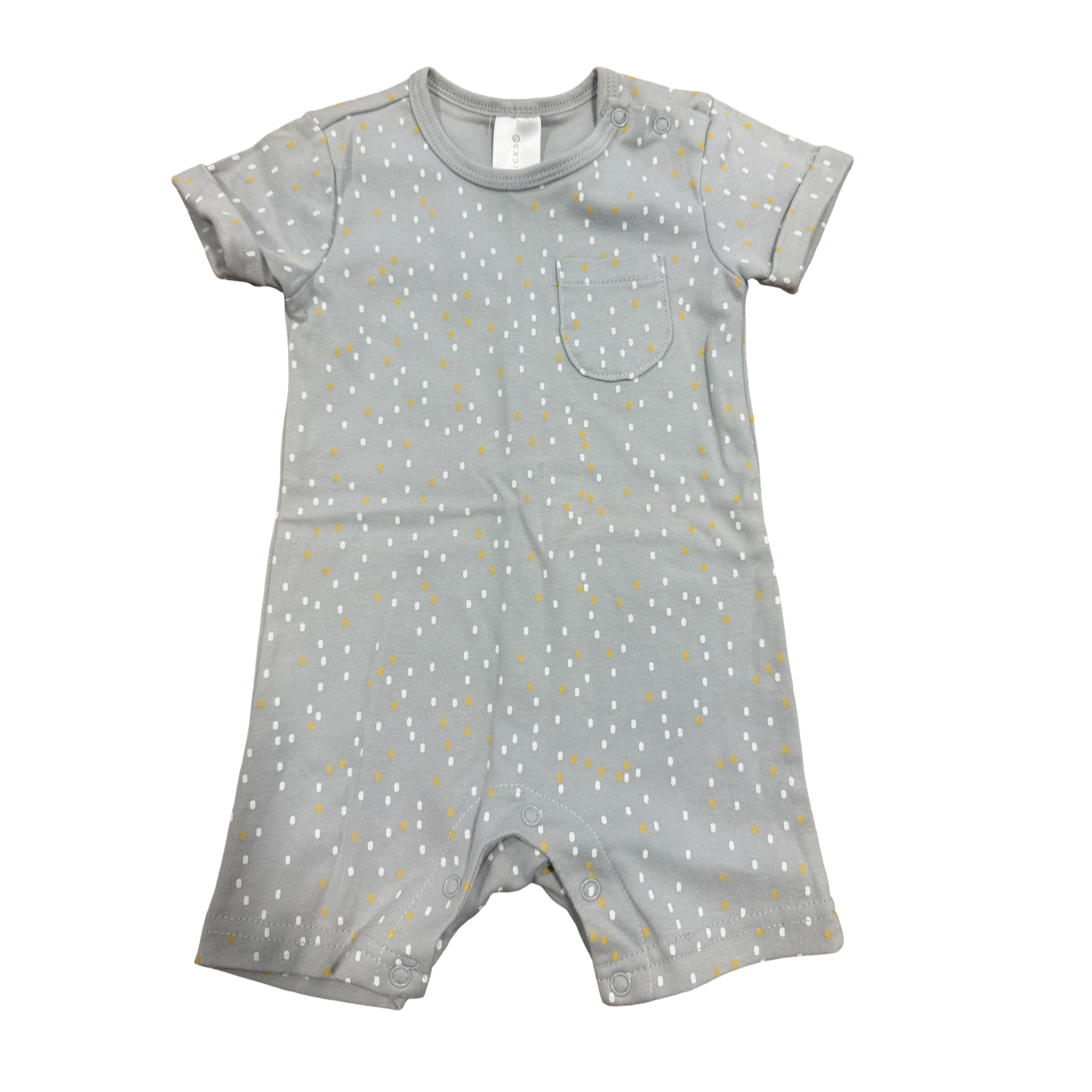 6-12M Green, White & Yellow Dotted Romper - Clicks