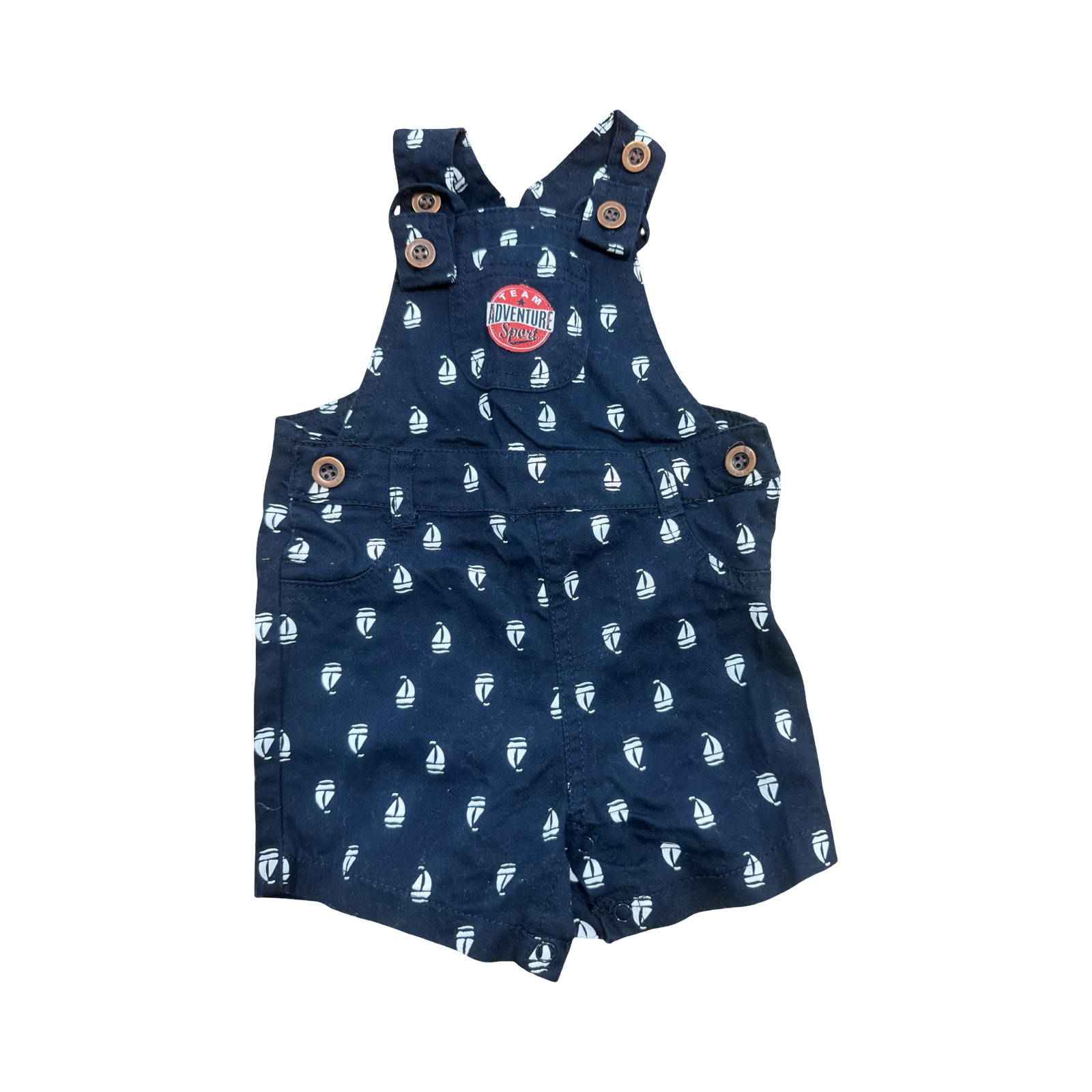 6-12M Navy & White Boat Dungaree - Ackermans