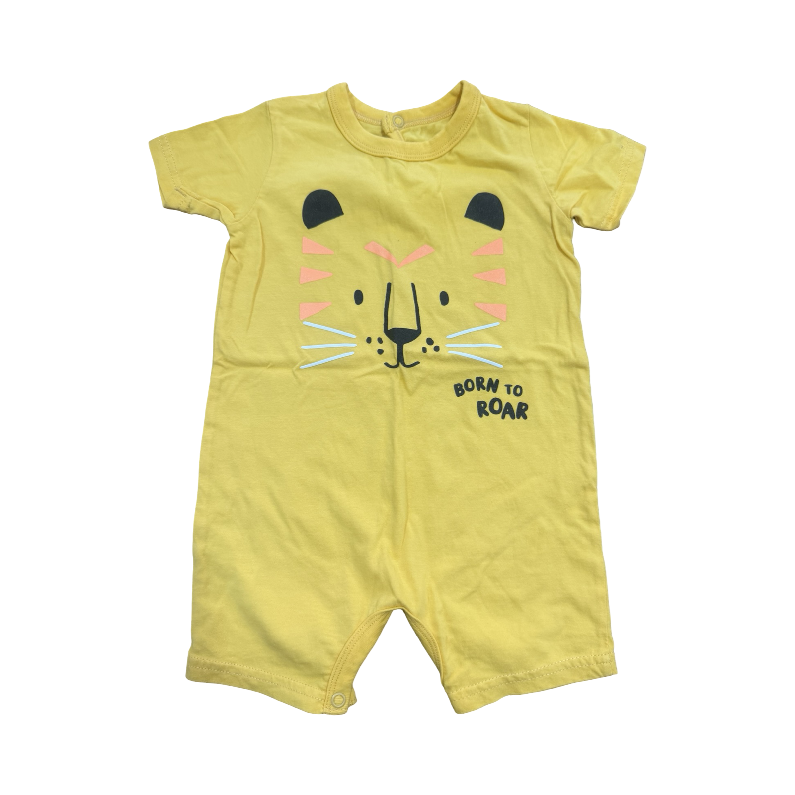 6-12M Yellow Born To Roar Romper - Woolworths