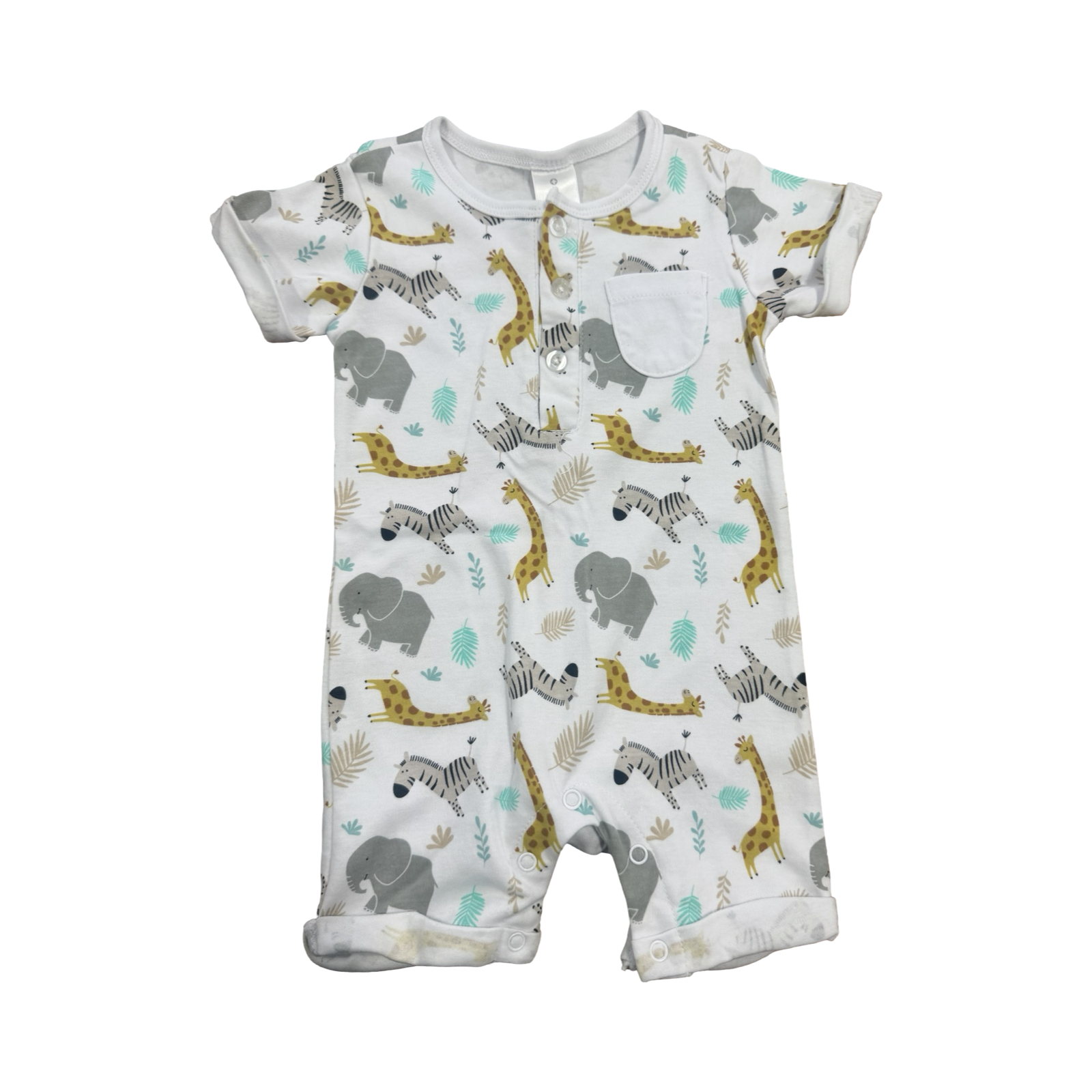 6-12M White Animal Romper - Clicks