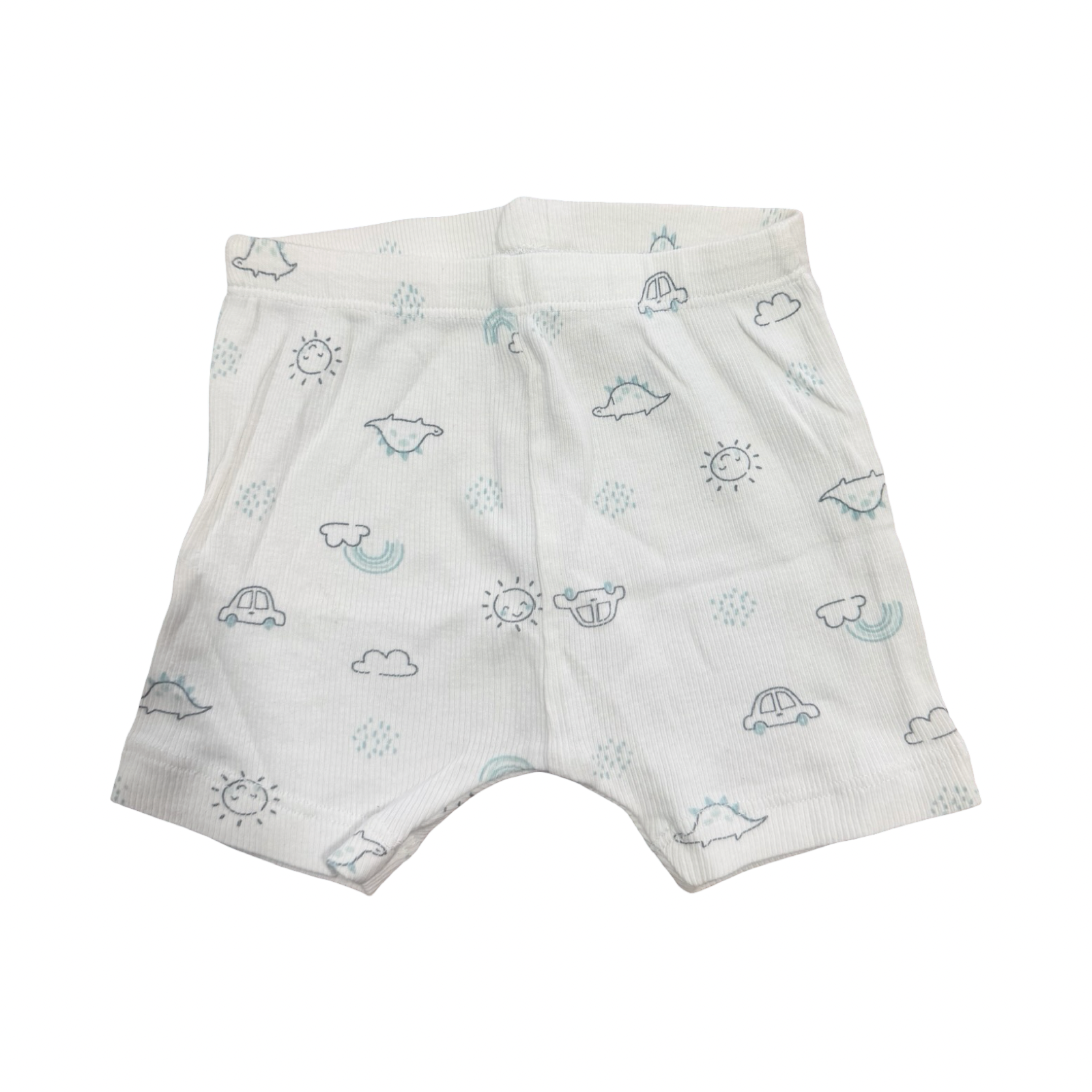 12-18M White Dinosaur Ribbed Shorts - Woolworths